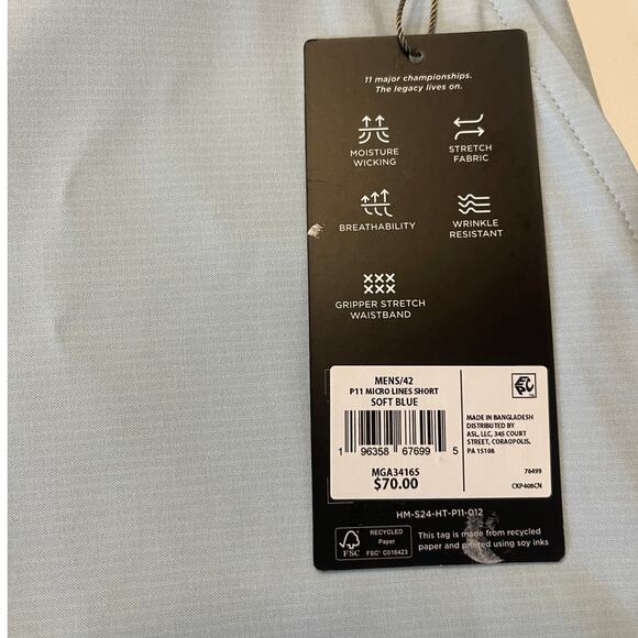 NWT Walter Hagen Blue Micro Stripes Performance Shorts Golf 9" Inseam Mens 42 - Picture 2 of 6